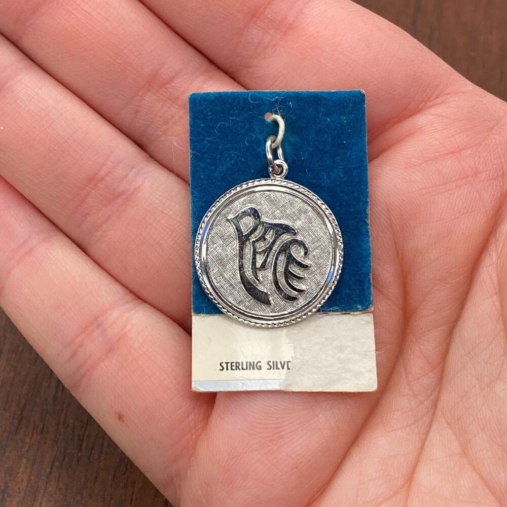 Vintage Griffith 925 Sterling Silver Dove Peace Spell Out Pendant Bracelet Charm